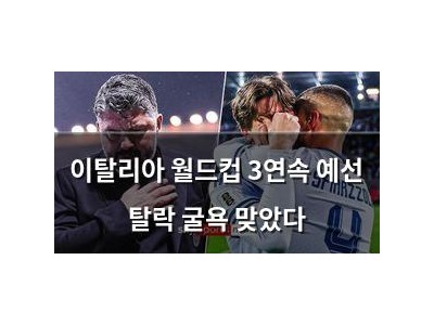 이탈리아 월드컵 3연속 예선 탈락 굴욕 맞았다