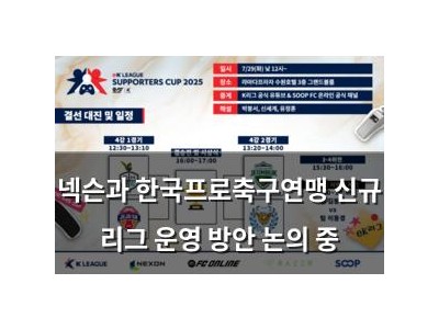 넥슨과 한국프로축구연맹 신규 리그 운영 방안 논의 중