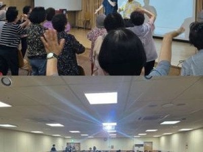 트롯가수 김경민과 노현태 어르신들 위해 건강박수 프로그램 진행